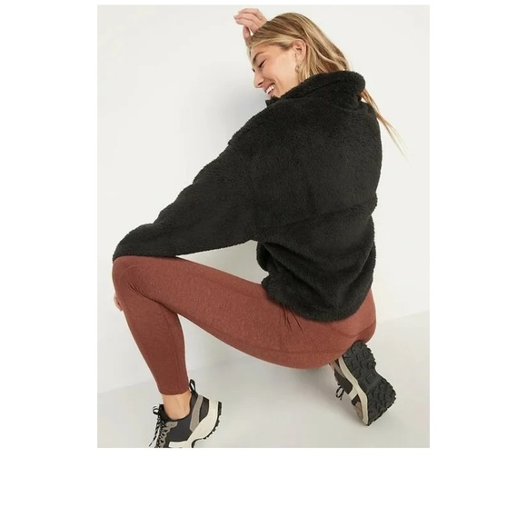 Old Navy Women Size M black High-Neck Half-Zip Sherpa Sweatshirt - Picture 9 of 9